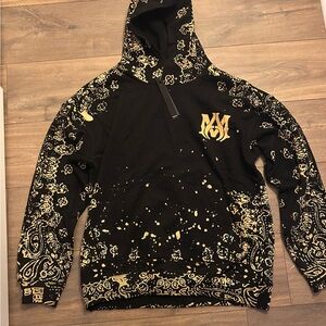 AMIRI Black and Gold “Bandana Pattern” Hoodie